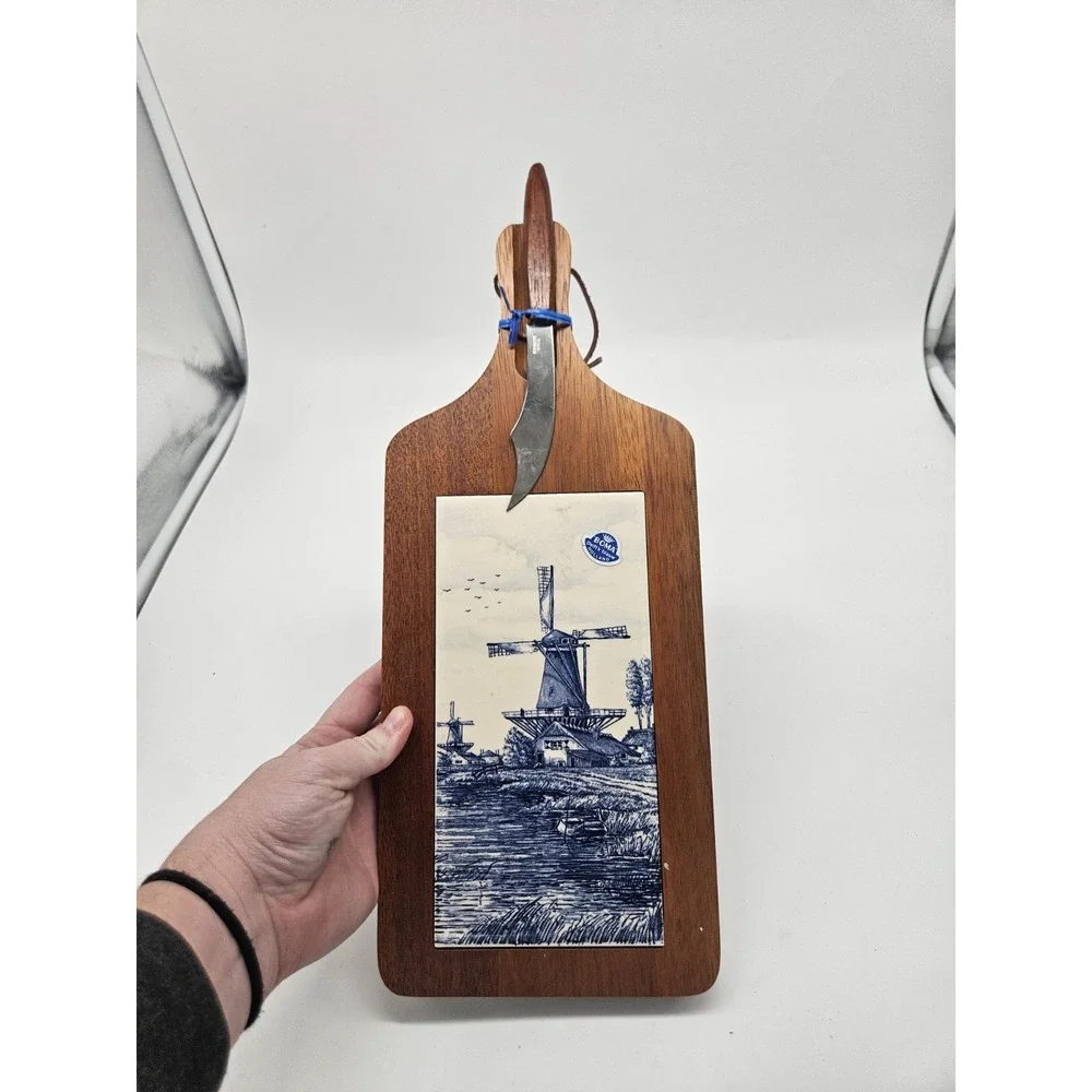 Delft Holland Wood Tile Cheese Cutting Board Trivet Ter Steege 14